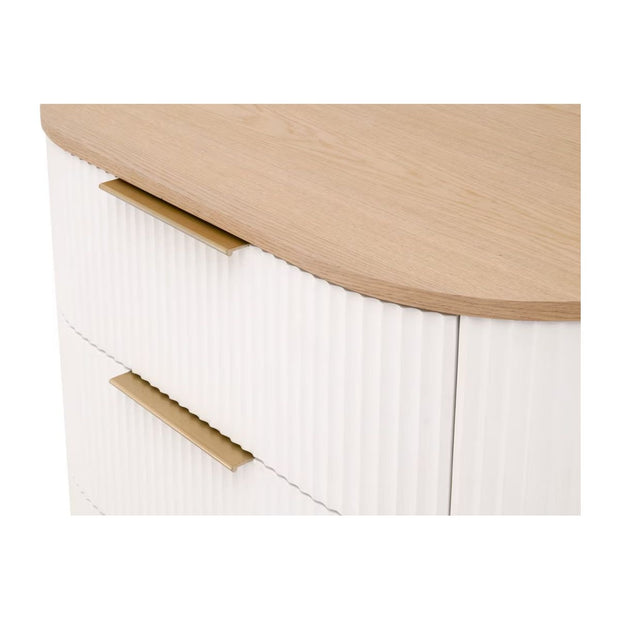 Essentials For Living Arden 3-Drawer Nightstand ~ Light Honey Oak and Matte White, Brushed Brass Hardware