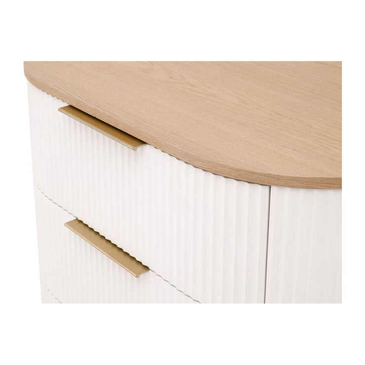 Essentials For Living Arden 3-Drawer Nightstand ~ Light Honey Oak and Matte White, Brushed Brass Hardware
