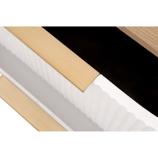 Essentials For Living Arden 3-Drawer Nightstand ~ Light Honey Oak and Matte White, Brushed Brass Hardware