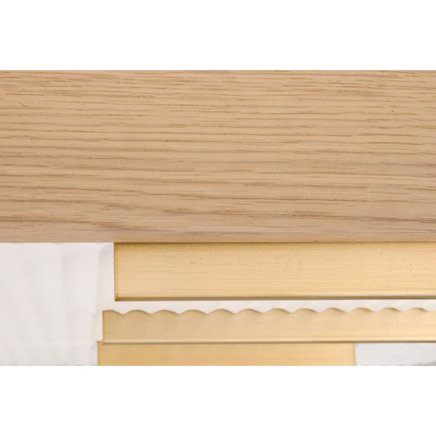 Essentials For Living Arden 3-Drawer Nightstand ~ Light Honey Oak and Matte White, Brushed Brass Hardware