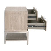 Essentials For Living Atlas 2-Drawer Nightstand ~ Natural Gray Acacia, Brushed Stainless Steel Hardware