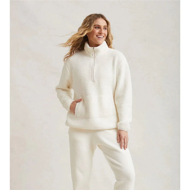 Kashwere Ultra Plush Women’s Creme Half Zip Up Pullover Sweater