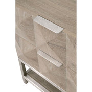 Essentials For Living Atlas 2-Drawer Nightstand ~ Natural Gray Acacia, Brushed Stainless Steel Hardware