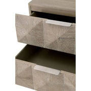 Essentials For Living Atlas 2-Drawer Nightstand ~ Natural Gray Acacia, Brushed Stainless Steel Hardware