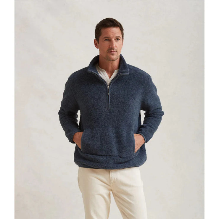 Kashwere Ultra Plush Men’s Vintage Blue Half Zip Up Pullover Sweater