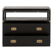 Essentials For Living Bradley 2-Drawer Nightstand ~ Brushed Black Acacia, Brushed Gold Hardware