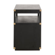 Essentials For Living Bradley 2-Drawer Nightstand ~ Brushed Black Acacia, Brushed Gold Hardware