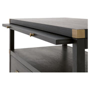 Essentials For Living Bradley 2-Drawer Nightstand ~ Brushed Black Acacia, Brushed Gold Hardware