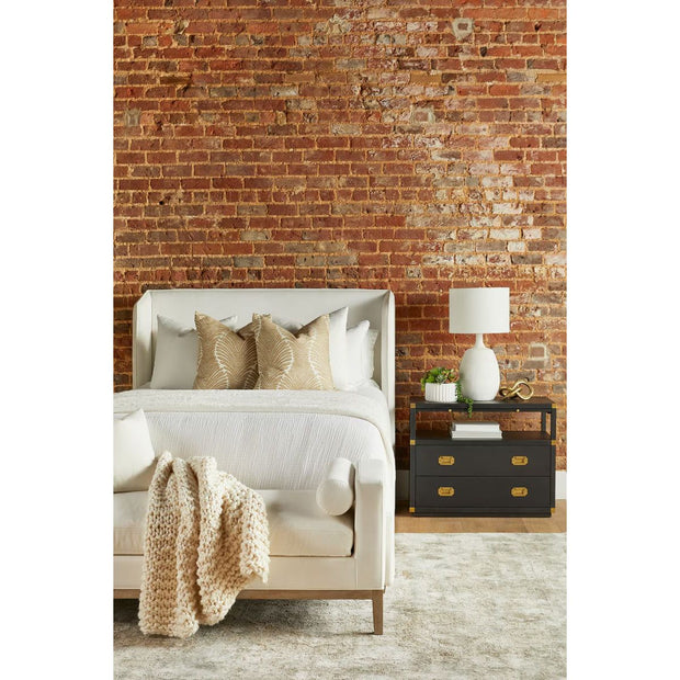 Essentials For Living Bradley 2-Drawer Nightstand ~ Brushed Black Acacia, Brushed Gold Hardware