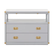 Essentials For Living Bradley 2-Drawer Nightstand ~ Dove Gray, Brushed Gold Hardware