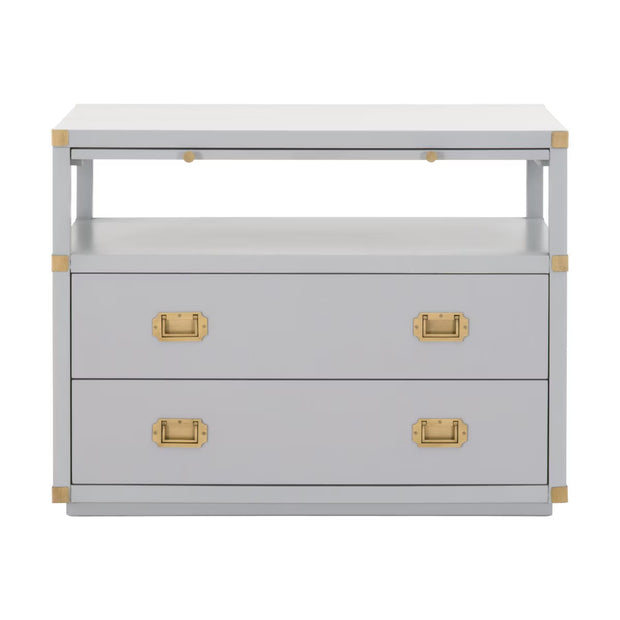 Essentials For Living Bradley 2-Drawer Nightstand ~ Dove Gray, Brushed Gold Hardware