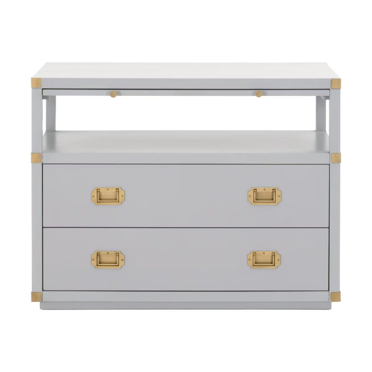 Essentials For Living Bradley 2-Drawer Nightstand ~ Dove Gray, Brushed Gold Hardware
