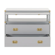 Essentials For Living Bradley 2-Drawer Nightstand ~ Dove Gray, Brushed Gold Hardware