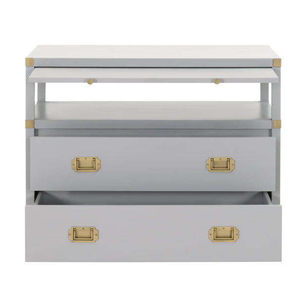 Essentials For Living Bradley 2-Drawer Nightstand ~ Dove Gray, Brushed Gold Hardware