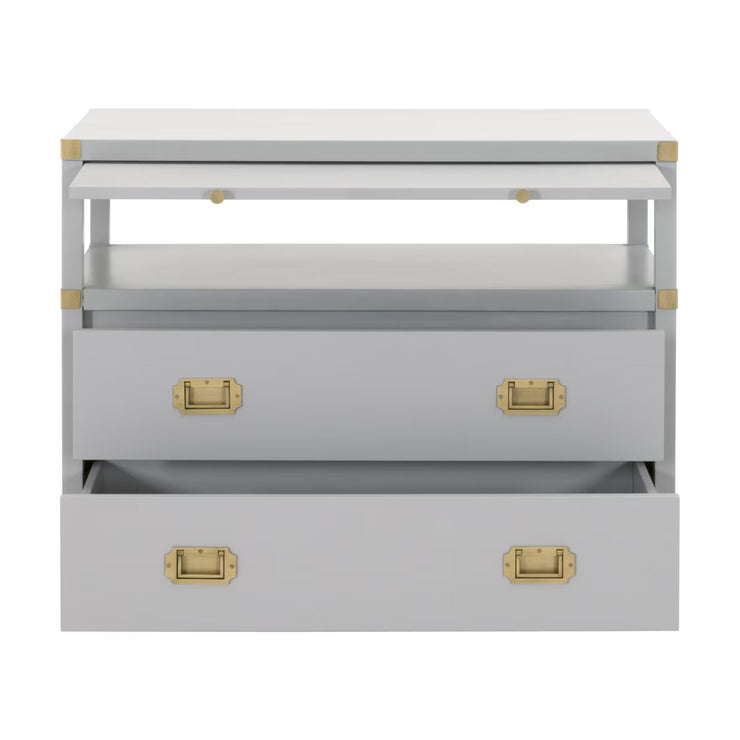 Essentials For Living Bradley 2-Drawer Nightstand ~ Dove Gray, Brushed Gold Hardware