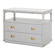 Essentials For Living Bradley 2-Drawer Nightstand ~ Dove Gray, Brushed Gold Hardware