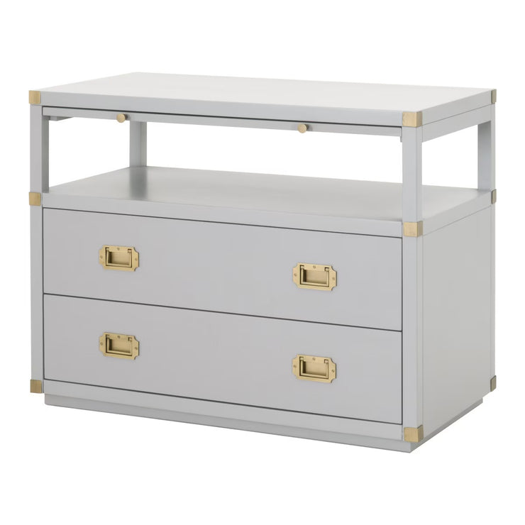 Essentials For Living Bradley 2-Drawer Nightstand ~ Dove Gray, Brushed Gold Hardware