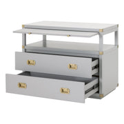 Essentials For Living Bradley 2-Drawer Nightstand ~ Dove Gray, Brushed Gold Hardware