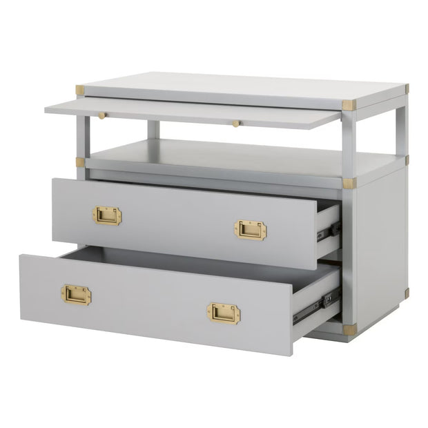 Essentials For Living Bradley 2-Drawer Nightstand ~ Dove Gray, Brushed Gold Hardware