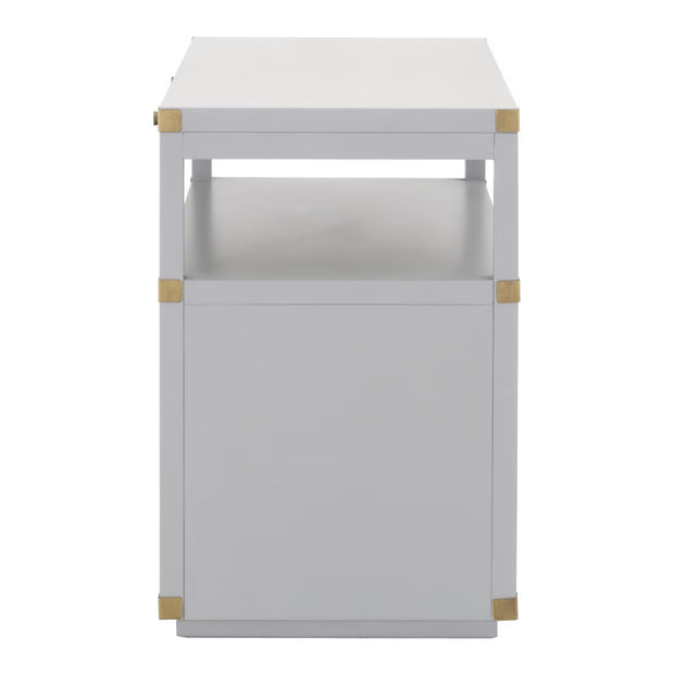 Essentials For Living Bradley 2-Drawer Nightstand ~ Dove Gray, Brushed Gold Hardware