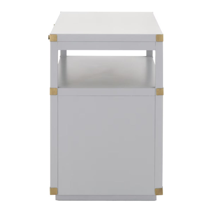 Essentials For Living Bradley 2-Drawer Nightstand ~ Dove Gray, Brushed Gold Hardware