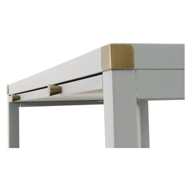 Essentials For Living Bradley 2-Drawer Nightstand ~ Dove Gray, Brushed Gold Hardware