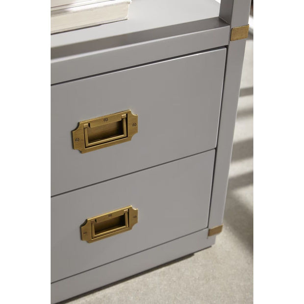 Essentials For Living Bradley 2-Drawer Nightstand ~ Dove Gray, Brushed Gold Hardware