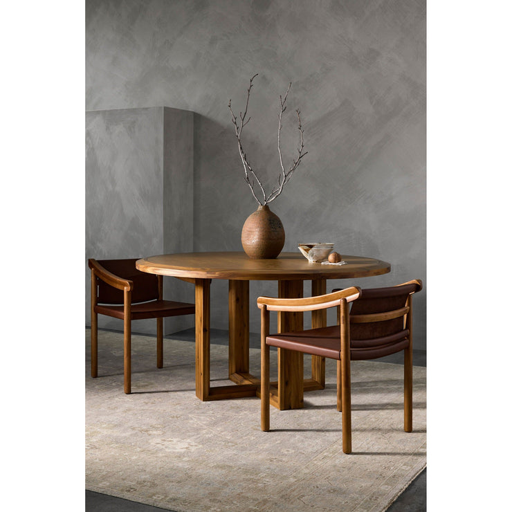 Surya Northbank Wheat Brushed Acacia Wood Round Dining Table