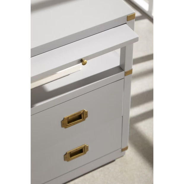 Essentials For Living Bradley 2-Drawer Nightstand ~ Dove Gray, Brushed Gold Hardware