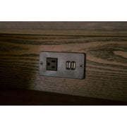 Essentials For Living Cambria 2-Drawer Nightstand ~ Dutch Brown Oak and Bianco Marble, Aged BrassHardware