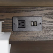 Essentials For Living Cambria 2-Drawer Nightstand ~ Dutch Brown Oak and Bianco Marble, Aged BrassHardware