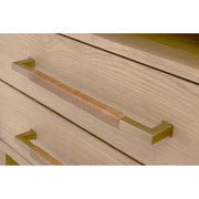 Essentials For Living Cambria 2-Drawer Nightstand ~ Natural Oak and Bianco Marble, Aged Brass Hardware