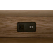Essentials For Living Cambria 2-Drawer Nightstand ~ Natural Oak and Bianco Marble, Aged Brass Hardware