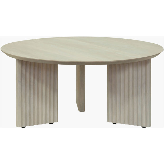 Surya Agnes Modern White Washed  Mango Wood Round Coffee Table