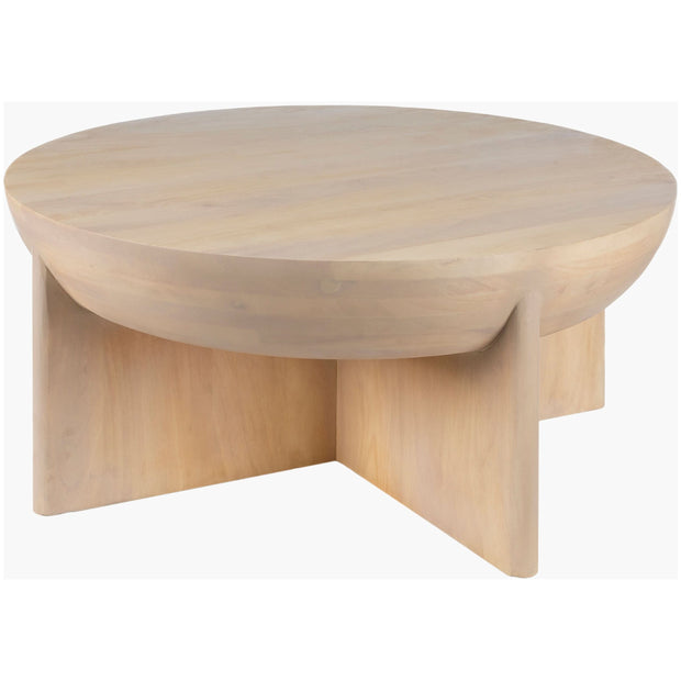 Surya Amari Modern Ivory Natural Mango Wood Round Coffee Table