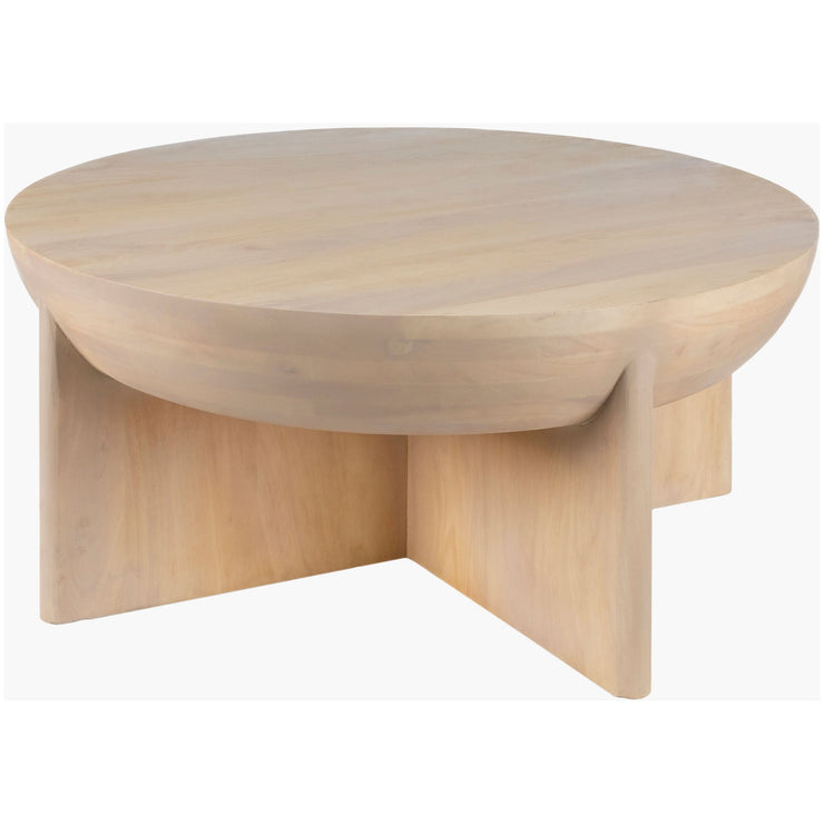 Surya Amari Modern Ivory Natural Mango Wood Round Coffee Table