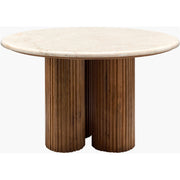 Surya Basilia Modern Ivory Marble and Mango Wood Round Coffee Table