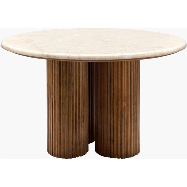 Surya Basilia Modern Ivory Marble and Mango Wood Round Coffee Table