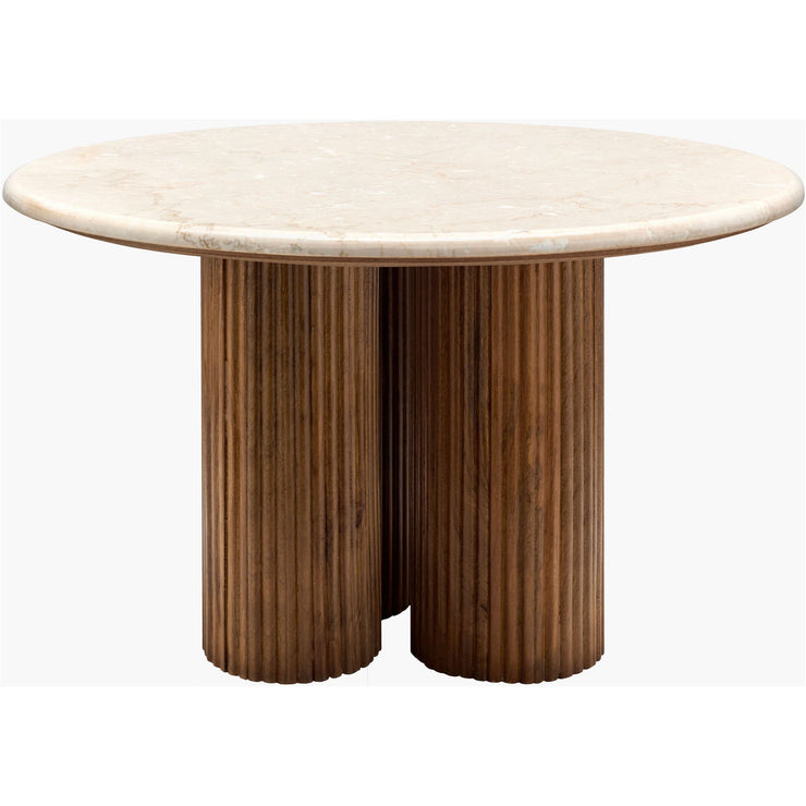 Surya Basilia Modern Ivory Marble and Mango Wood Round Coffee Table