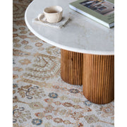 Surya Basilia Modern Ivory Marble and Mango Wood Round Coffee Table