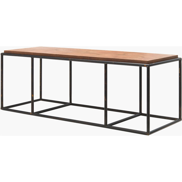 Surya Brax Modern Brown Laquered Wood and Black Iron Coffee Table