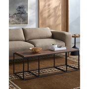 Surya Brax Modern Brown Laquered Wood and Black Iron Coffee Table