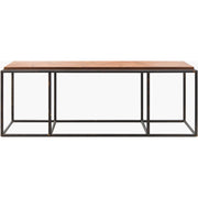 Surya Brax Modern Brown Laquered Wood and Black Iron Coffee Table