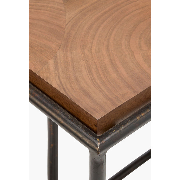Surya Brax Modern Brown Laquered Wood and Black Iron Coffee Table