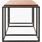 Surya Brax Modern Brown Laquered Wood and Black Iron Coffee Table