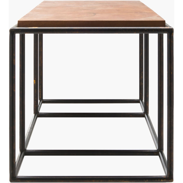 Surya Brax Modern Brown Laquered Wood and Black Iron Coffee Table