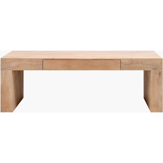 Surya Coburn Modern Brown Laquered Mango Wood Coffee Table