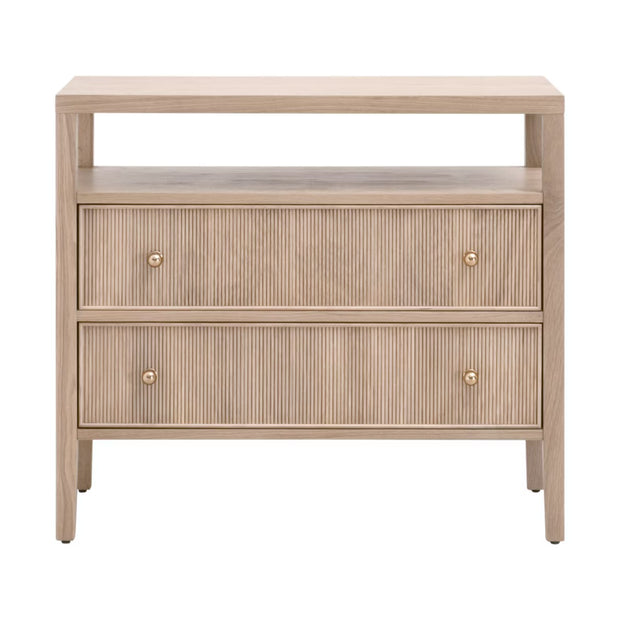 Essentials For Living Highland Open Shelf 2-Drawer Nightstand~ Natural Oak