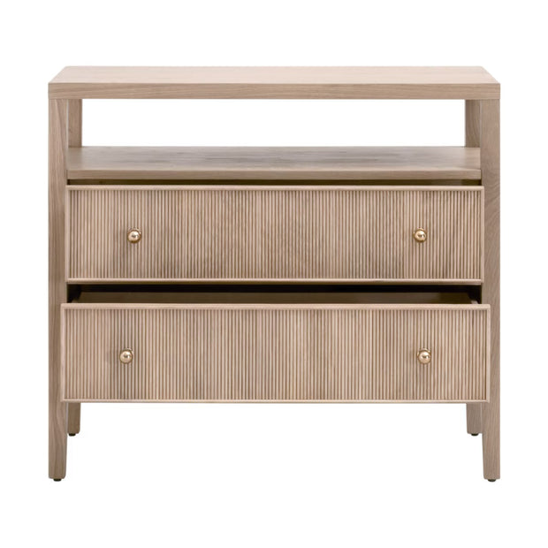 Essentials For Living Highland Open Shelf 2-Drawer Nightstand~ Natural Oak