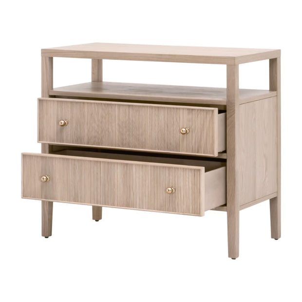 Essentials For Living Highland Open Shelf 2-Drawer Nightstand~ Natural Oak